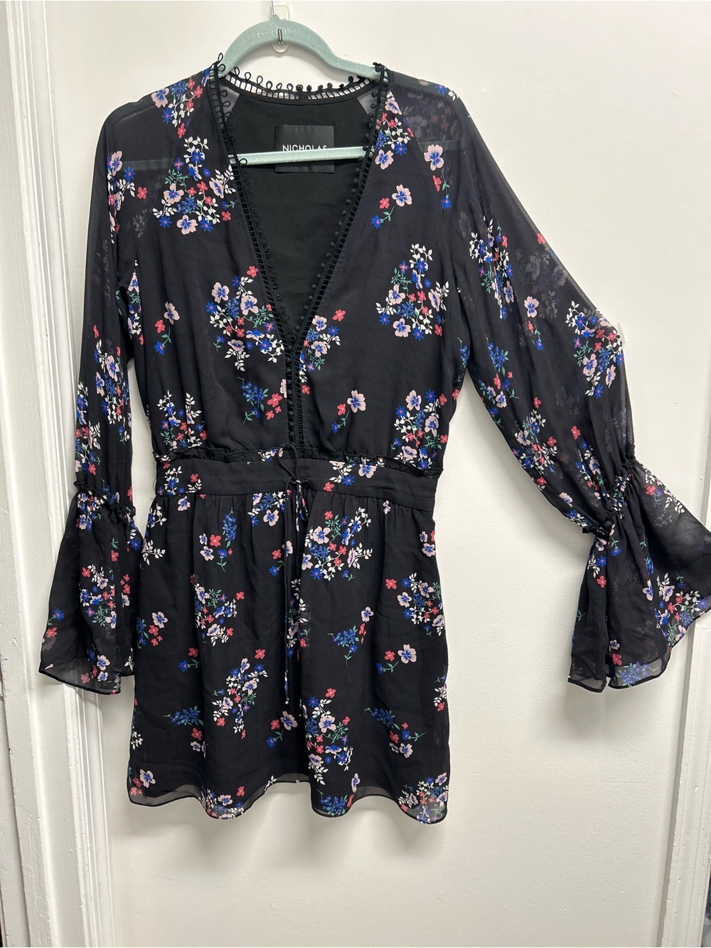 NICHOLAS silk whisper floral mini dress Whimsigoth, Dark Fairy US size 6